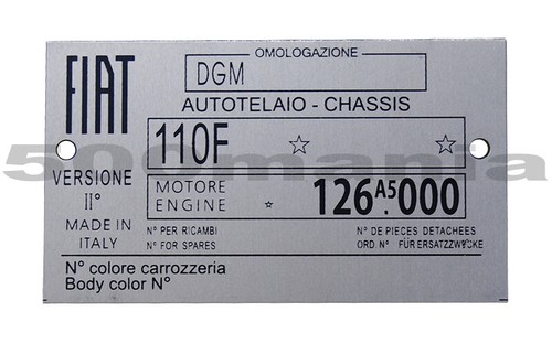 Targhetta riassuntiva dati per - targhetta,