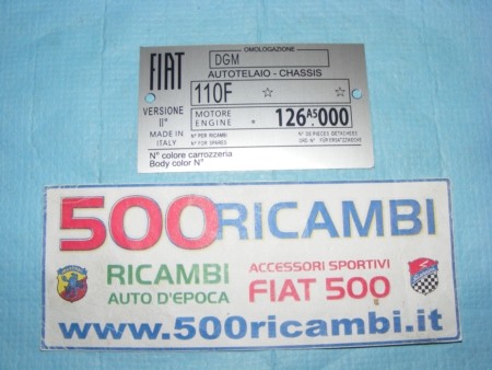 Fiat 500 targhetta - 500,